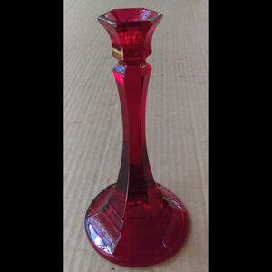 Vintage Indiana Glass Ruby Red Candlestick for taper candles 7-1/2 Inches Tall